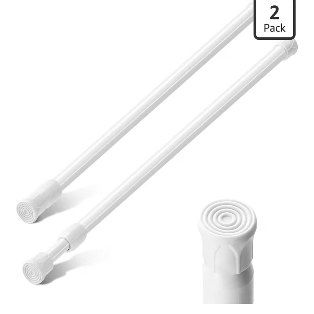White Adjustable Tension Rods - 2 Pack